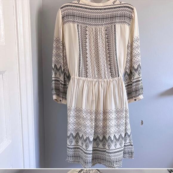 Anthropologie floreat pierre midi dress black and ivory with tassels size 2 - Picture 5 of 7
